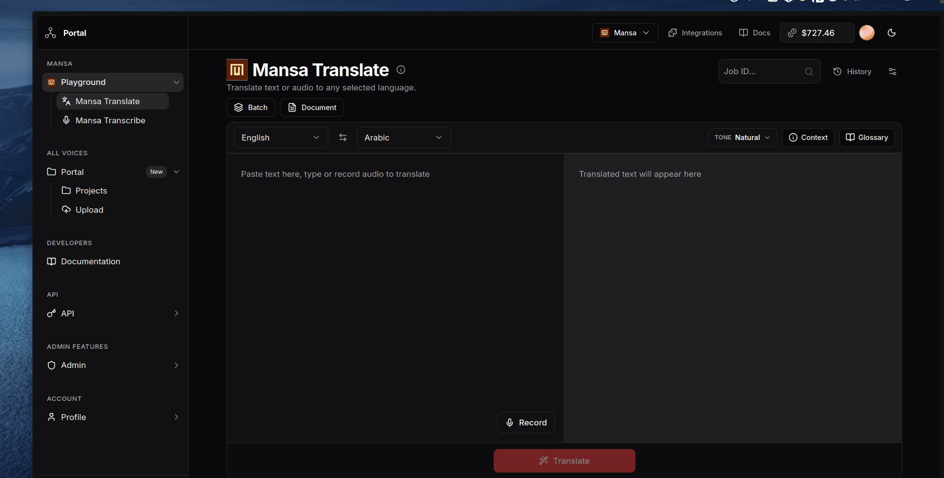 Mansa translation preview